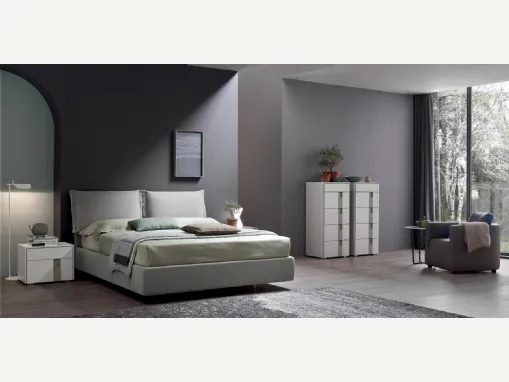 Letto matrimoniale in tessuto imbottito Lola di Maronese Acf