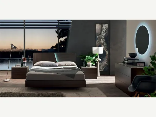 Letto Slide in melaminico con doppio pannello testiera e luci a led di Maronese Acf