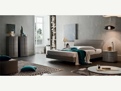 Letto Vela con testiera in melaminico Olmo Grigio di Maronese Acf
