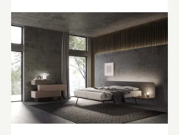 Letto con testiera No-vo Quercia Carbone di Voltan
