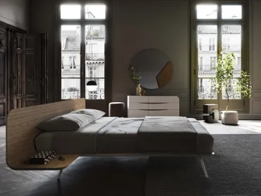 Letto con testiera in legno No-vo Quercia di Voltan