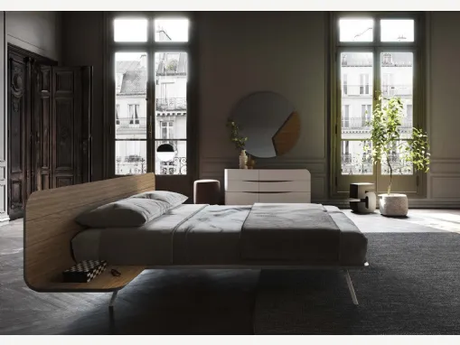 Letto con testiera in legno No-vo Quercia di Voltan