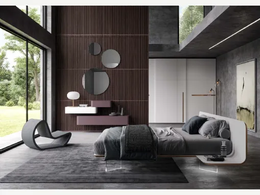 Letto di design laccato opaco con testiera Novo di Voltan