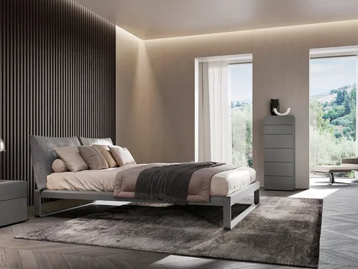 Letto con testiera in tessuto Martin di Olivieri