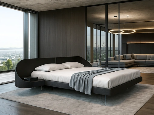 Letto Ottanta laccato nero di Voltan