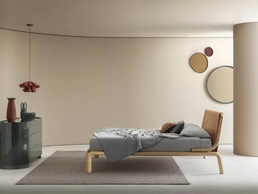 Letto in legno massello e cuoio Rovì di Alf Da Frè