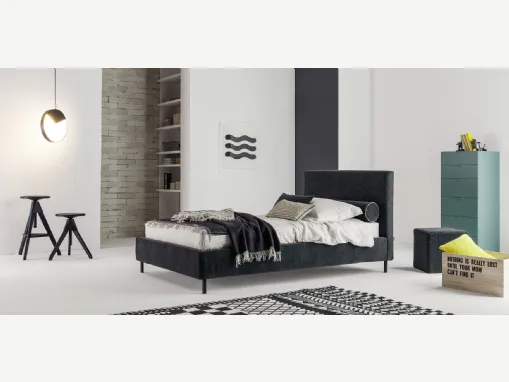 Letto Singolo in tessuto con testiera Max di Twils
