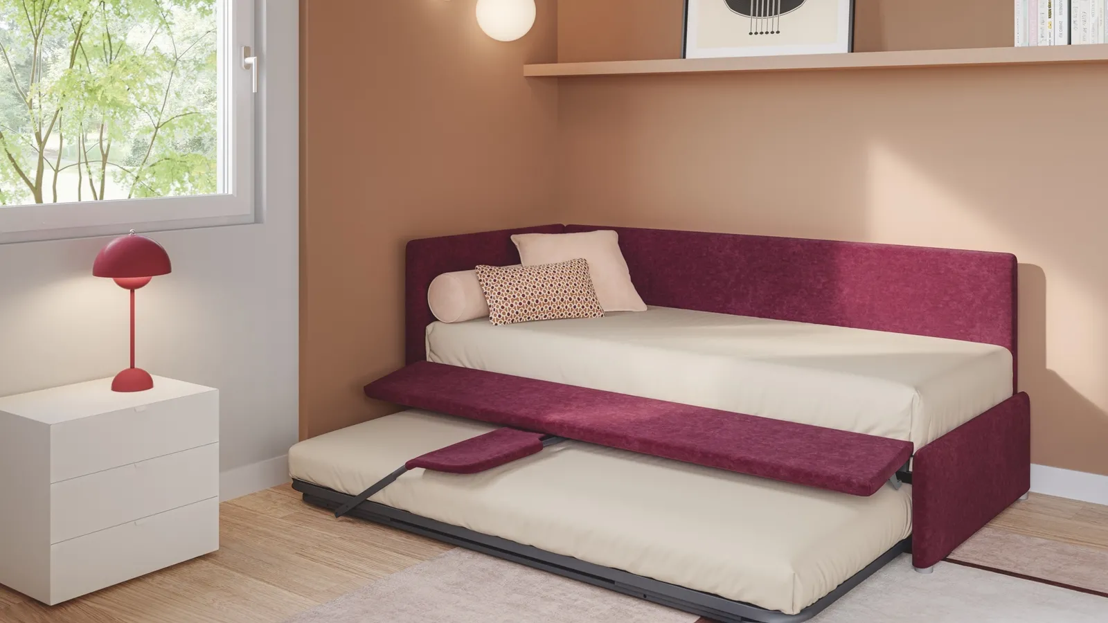 Daybed singolo con letto estraibile Maya di Twils