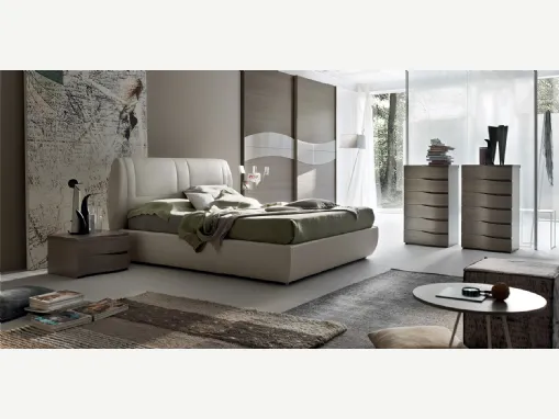 Letto in ecopelle imbottito con testiera Soft di Maronese Acf