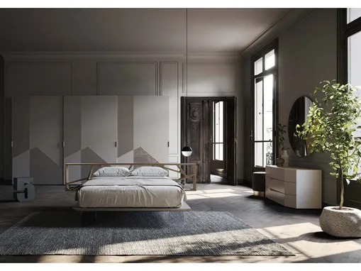 Letto di design con testiera in Quercia Space di Voltan