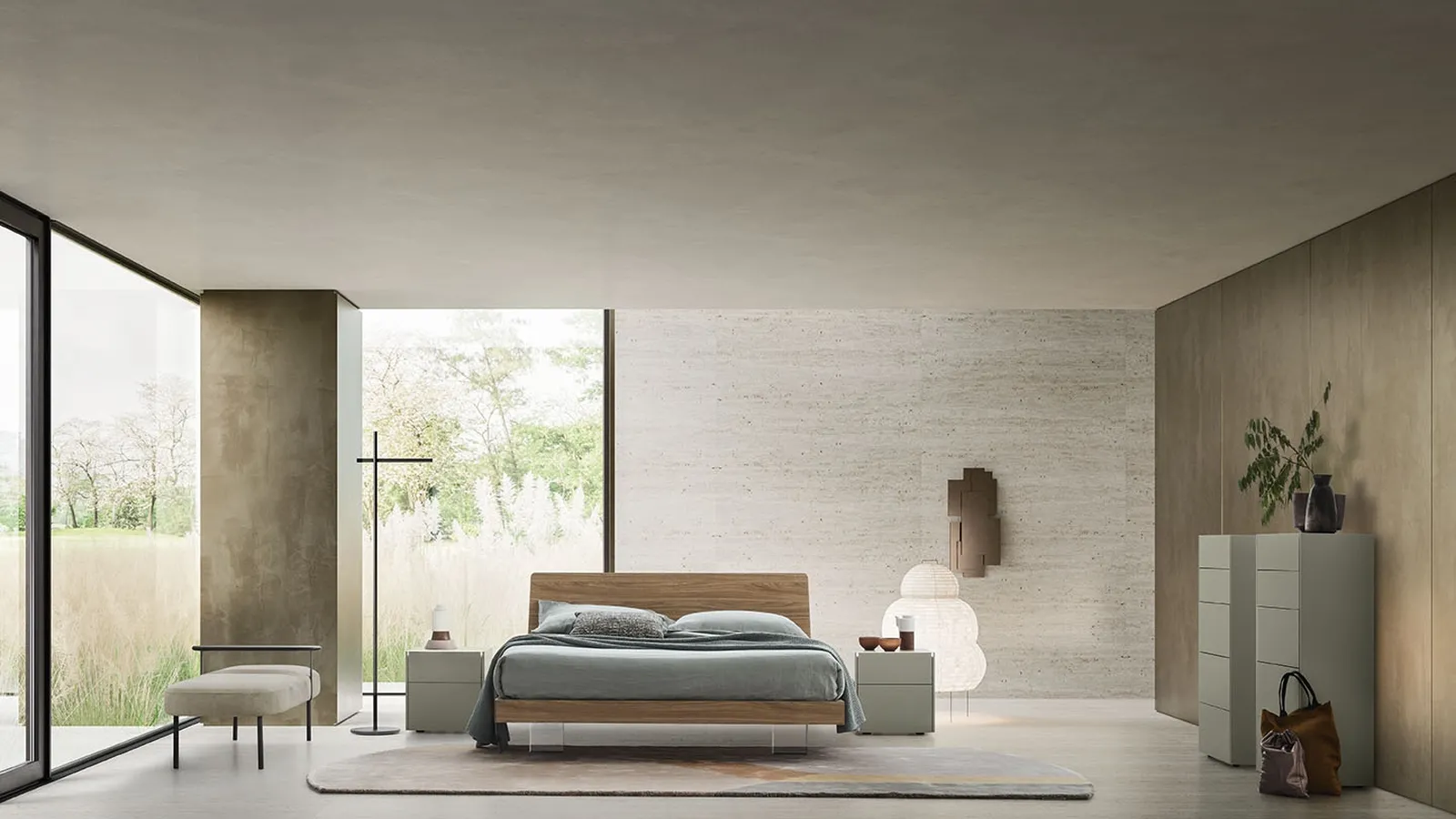 Letto matrimoniale in legno Teo 2 di Alf Da Frè