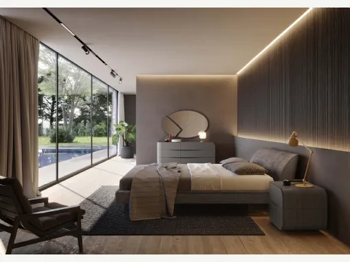 Letto Prestige Legno in velluto imbottito di Voltan