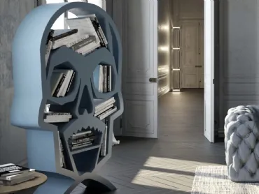 Libreria di design a forma di teschio in cemento laccato Gioia di Voltan