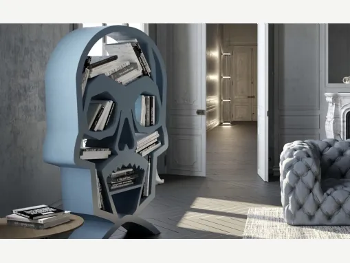 Libreria di design a forma di teschio in cemento laccato Gioia di Voltan