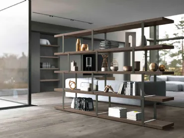 Libreria divisoria New York in Rovere Grigio di Olivieri