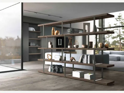 Libreria divisoria New York in Rovere Grigio di Olivieri