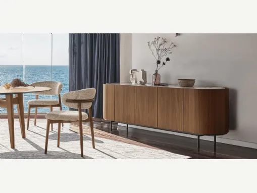 Madia ovale in legno con piano in ceramica Lake di Calligaris
