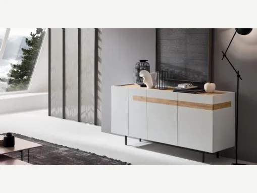 Madia Gilda GL002 finitura Bianco con top e inserto in Rovere Nodato di Maronese Acf