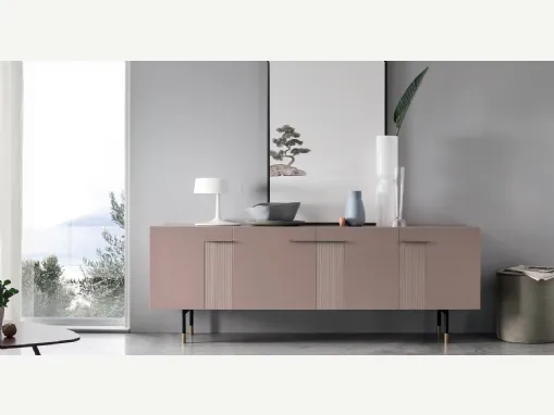 Madia Frida FG003 in laccato opaco cipria e vetro satinato cipria di Maronese Acf