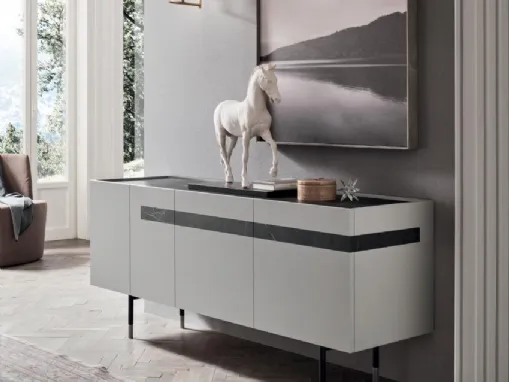 Madia Gilda GL001 finitura Ghiaccio con top e inserto in Nero Marquinia di Maronese Acf