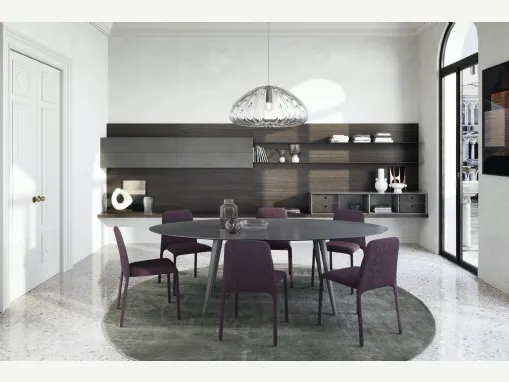 Parete Attrezzata sospesa Boiserie 02 in legno e laccato di Novamobili