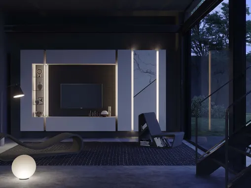 Parete Attrezzata Soggiorno Alicante con led di Voltan