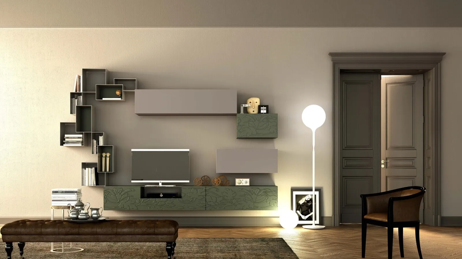 Parete Attrezzata Soggiorno Bassorilievo 27 di Voltan