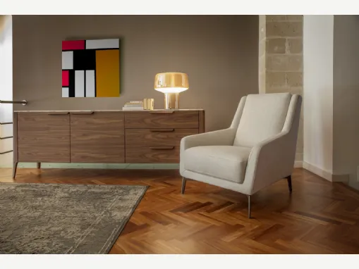 Poltroncina classica da lettura in tessuto Puella di Calia