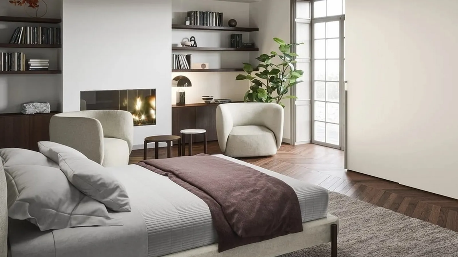 Poltroncina Blossom in tessuto imbottito dalle linee curve di Novamobili