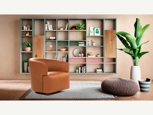 Poltroncina in pelle Pirouette di Calia