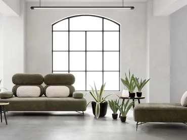 Divano lineare in tessuto Avalon di Samoa