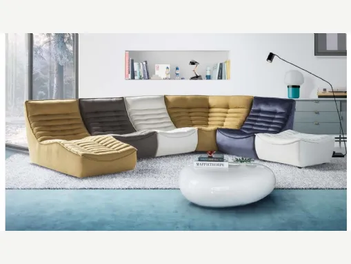 Divano in microfibra modulare angolare con penisola Fox Trot di Calia