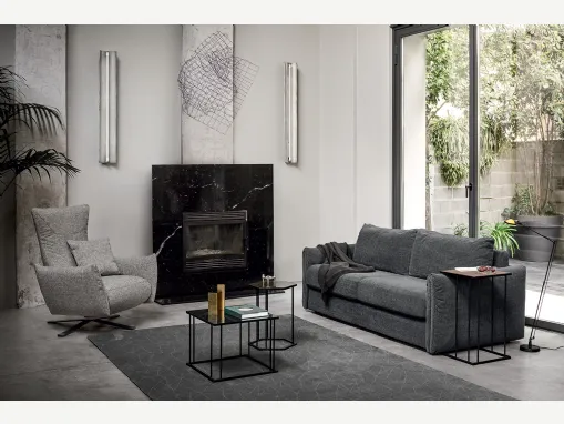 Divano Letto lineare in tessuto Darwin di Calligaris