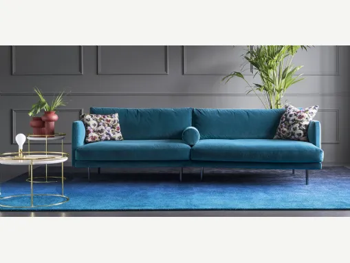 Divano lineare in tessuto con piedini in metallo Mies di Calligaris