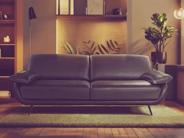 Divano lineare in pelle con piedini in metallo Regal_e di Calia