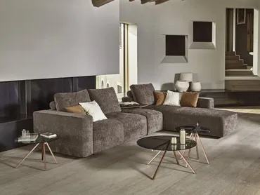 Divano in tessuto imbottito con penisola Zenit Wall di Bontempi