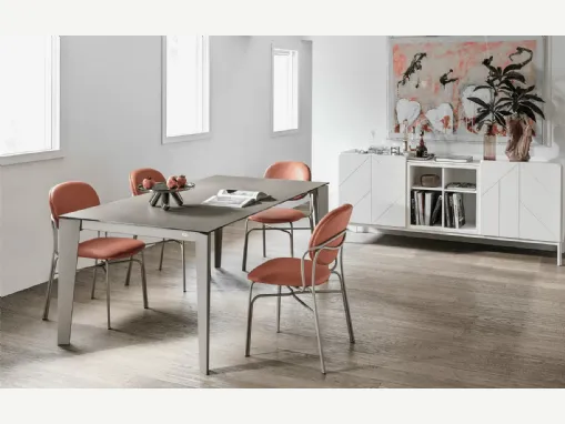 Sedia rivestita in pelle con struttura in acciaio Dada di Bontempi