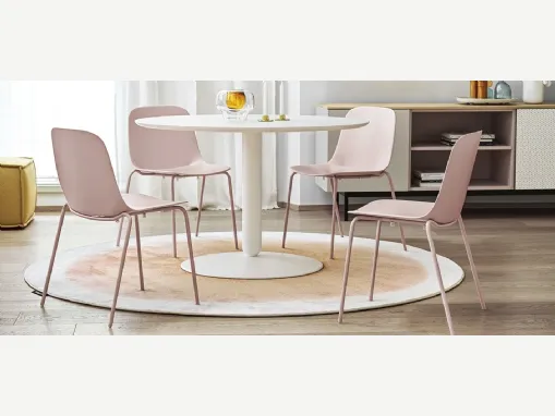 Tavolo rotondo laccato bianco Balance di Calligaris