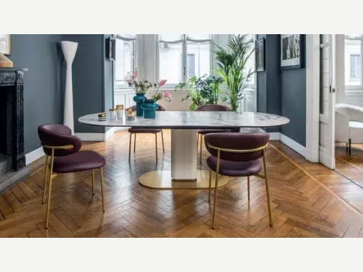 Tavolo Cameo in ceramica effetto marmo di Calligaris