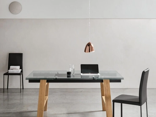 Tavolo allungabile Felix in vetro di Maronese