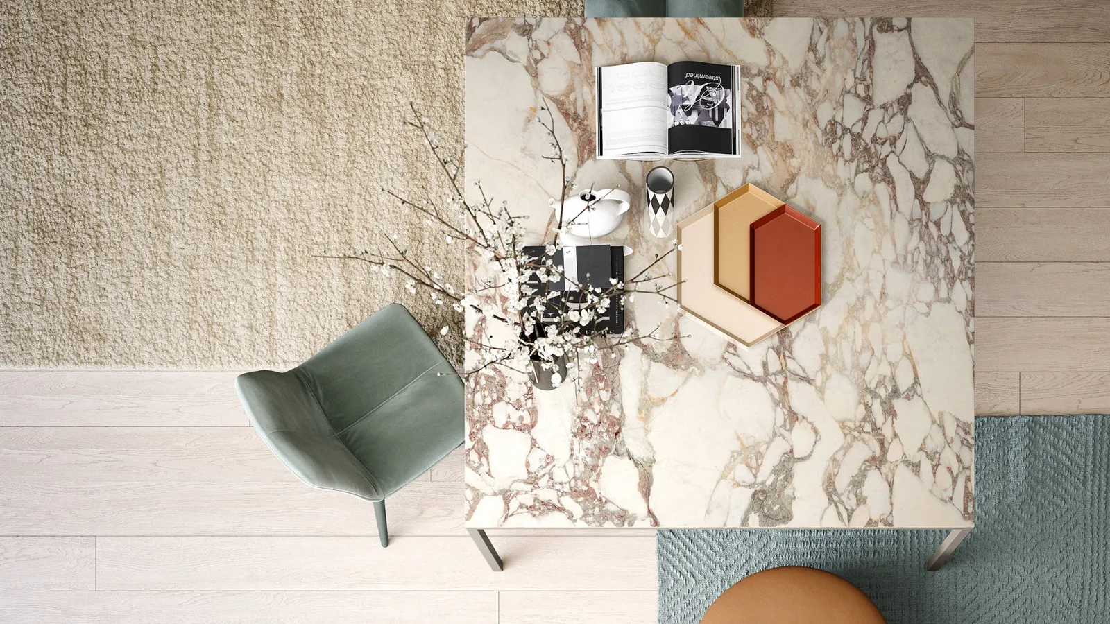 Tavolo quadrato Filo in Light Stone di Novamobili