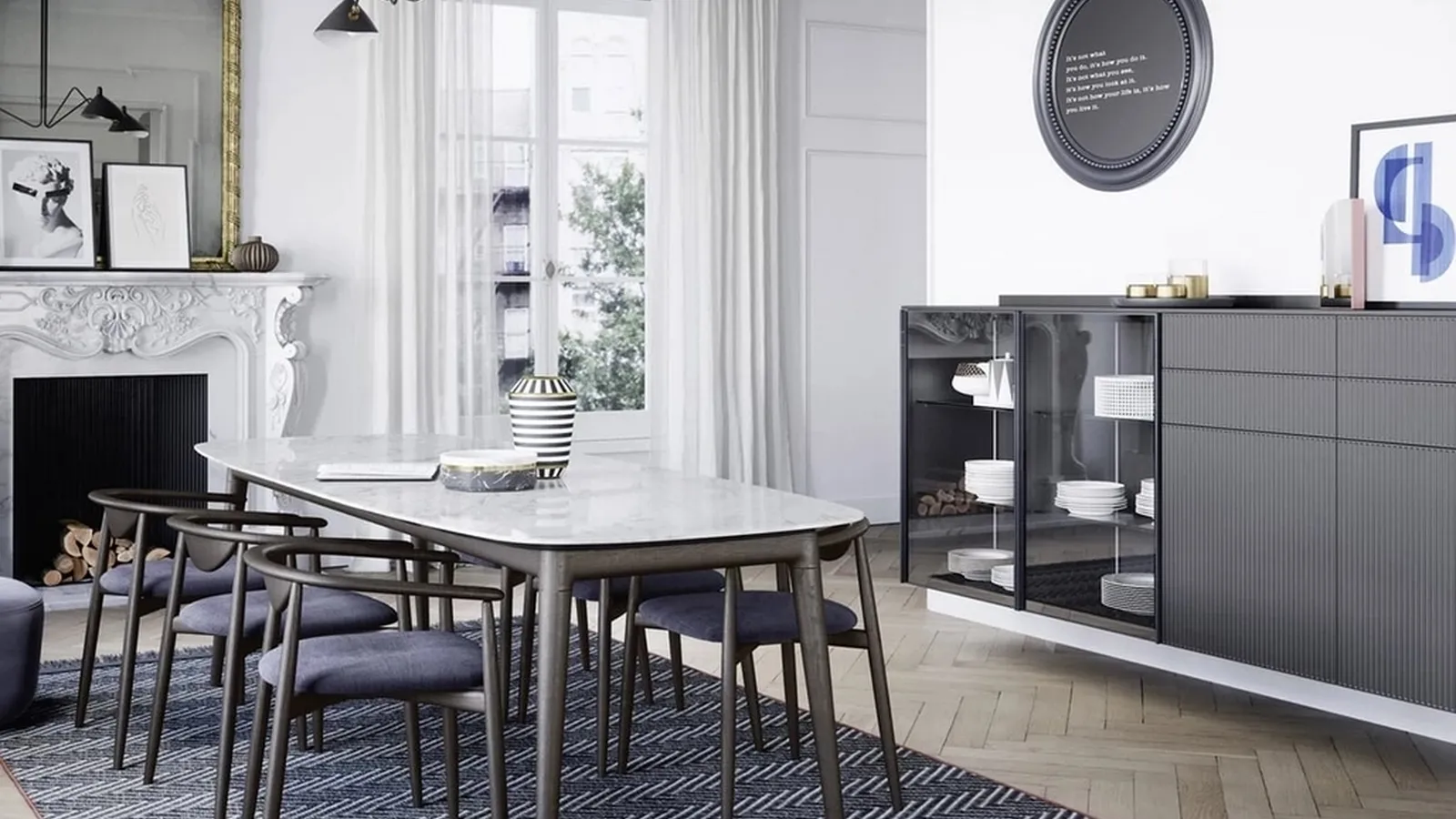 Tavolo Hanami con top in marmo di Novamobili