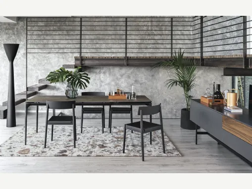 Tavolo allungabile con piano in ceramica e gambe in metallo Silhouette di Calligaris