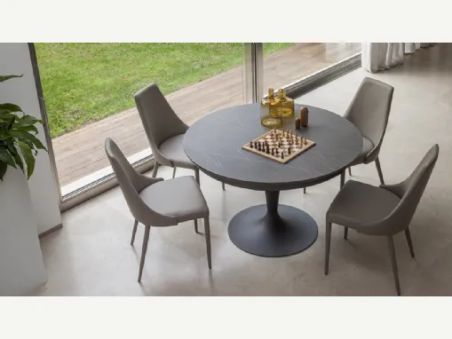 Tavolo rotondo allungabile con top in ceramica Sun di Altacom