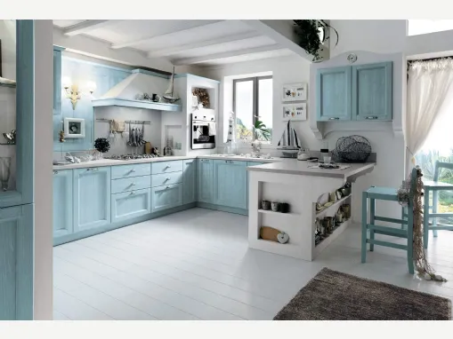 Cucina angolare in Muratura con penisola Everyday Anice Talcato di Callesella